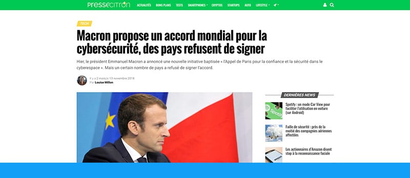 Sécurité informatique  :« l’Appel de Paris pour la confiance et la sécurité dans le cyberespace »